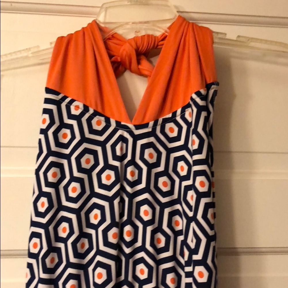 NWT Mudpie 3–way Maxi Dress Navy/Orange Large